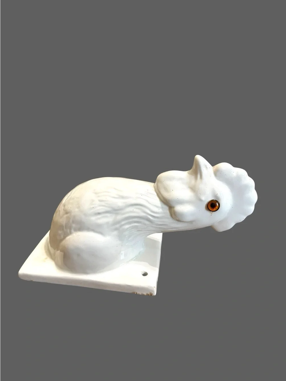 Vintage white ceramic rooster wall hook chicken farmhouse kitchen decor